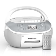 TOMASHI Portable CD Player Boombox with Cassette Player, AM FM Radio, Tape/CD Recording, USB/SD Inputs, Retro Stereo Sound, Dual AC/DC Power, Remote & Backlit LCD - for Home, Camping, Gifts CD-860A