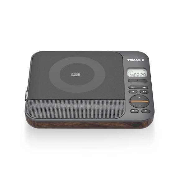 TOMASHI Portable CD Player with Built-in Speaker, Bluetooth Transmit & Receive, Desktop Stereo Player, Rechargeable Battery, Remote Control, Supports USB/TF Card/AUX CD-2