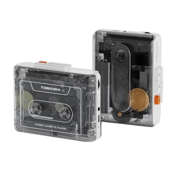 TOMASHI Portable Cassette Player with Bluetooth Transmitter, Cassette Stereo Player with Type-C Charging, Built-in Battery, Belt Clip, and Earphone Jack for Wireless Music Playback