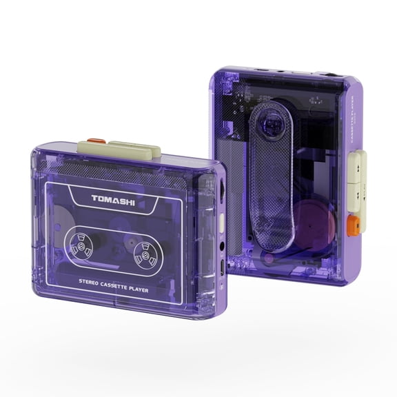 TOMASHI Portable Cassette Player with Bluetooth Transmitter, Cassette Stereo Player with Type-C Charging, Built-in Battery, Belt Clip, and Earphone Jack for Wireless Music Playback