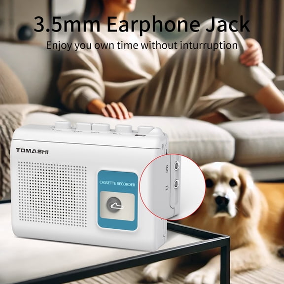 TOMASHI Portable Cassette Player Tape Recorder with Built-in Speaker, Microphone, Headphone Jack, 4.57 x 3.54 x 1.38 inch