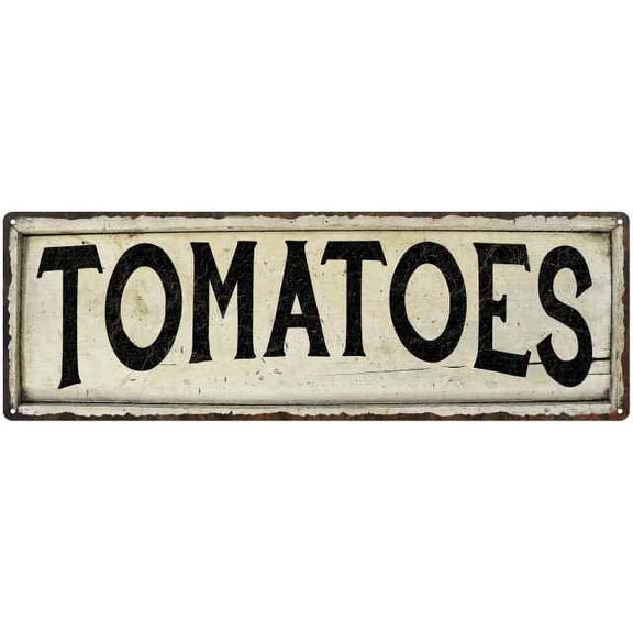 TOMATOES Farmhouse Style Wood Look Sign Gift 6x18 Metal Decor 206180028286