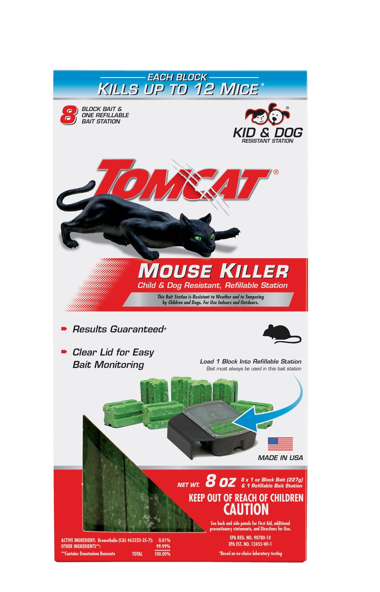 Tomcat Mouse Killer Disposable Station for Indoor/Outdoor Use - Child & Dog  Resistant, 2 Stations with 1 Bait Each