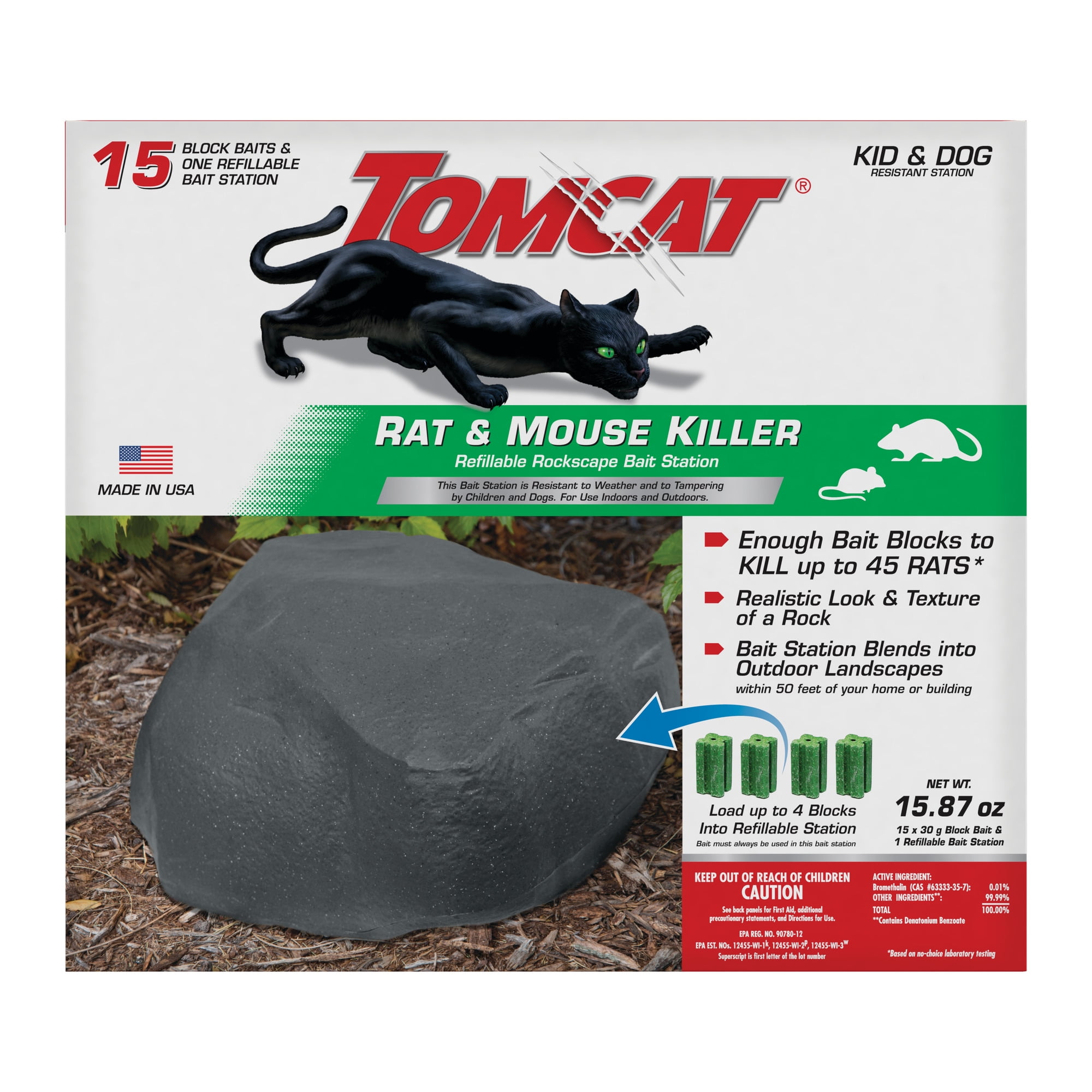 TOMCAT Rockscape Bait Station: Rat and Mouse Killer 