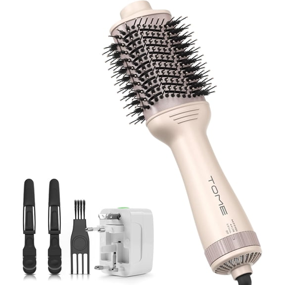 TOME 4 in 1 Hair Dryer Brush 3 inch,Large Hot Air Volumizer Anti-Frizz Dual Voltage Blowout Styling Brush