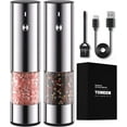 TOMEEM Electric Salt & Pepper Grinder Set, Stainless Steel, One Hand