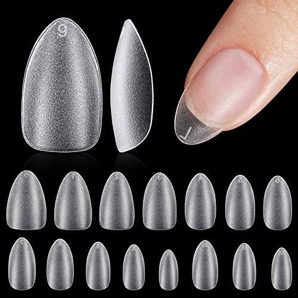 TOMICCA Almond Nail Tips - Short Soft Gel Nail Tips, Full Coverage Almond Shape Nail Tips, Nail