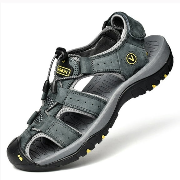 TOMITANY Men's Closed Toe Water Sandals Hollow-Out Wading Sandals Hiking Sandals Summer Casual Beach Sandals,12,Grey
