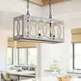 thumbnail image 1 of TOMIYA Rectangular Farmhouse Chandelier Linear Pendant Light, 3 Light Metal Rustic Kitchen Island Dining Room Light Fixtures Ceiling Hanging Pool Table, 1 of 6