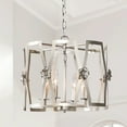 thumbnail image 1 of TOMIYA Silver Drum Modern Chandelier, 4-Light Elegant Round Metal Flush Mount Ceiling Pendant Light for Kitchen Island Dining Room, 1 of 5