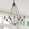 thumbnail image 1 of TOMIYA Wood Pendant Light Chandelier White Wagon Wheel Rustic 5-Light Farmhouse Hemp Rope for Kitchen Living Dining Room Foyer, 1 of 5