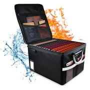 TOMKID Fireproof File Storage Box, Fiberglass Black