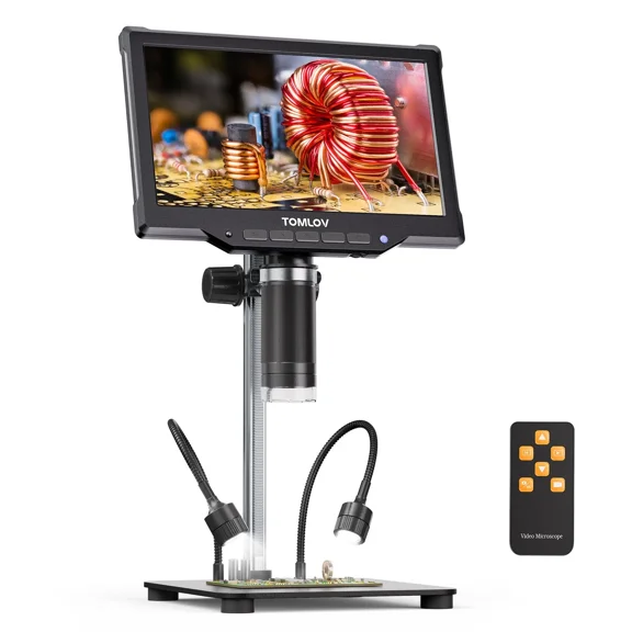 TOMLOV 10.1" Digital Microscope 1080P HD IPS Coin Microscope Magnifier for Error Coins with Light, 16MP LCD Soldering Microscopes for Adults with Screen, PC View