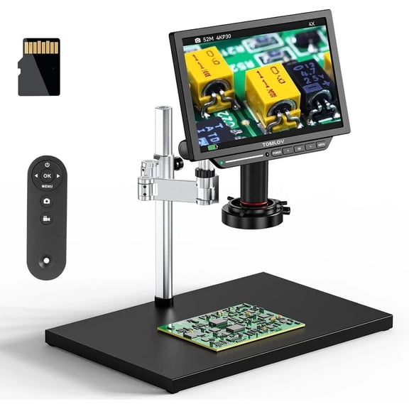 TOMLOV 10.1" HDMI Digital Microscope Coin Microscope Magnifier for Error Coins with HD IPS LCD Screen, 52MP Electronics Repair Soldering Microscope with Ring Light