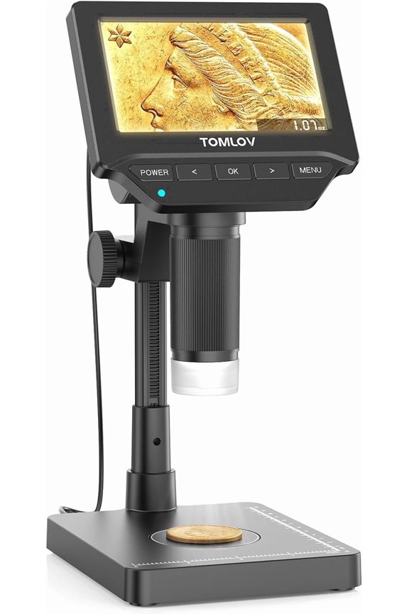 DM4W Microscope with Weighing Scale 4.3" Digital Coin Microscope with Screen Error Coin Magnifier with Lights, Weight Scale for Collectors, Jeweler