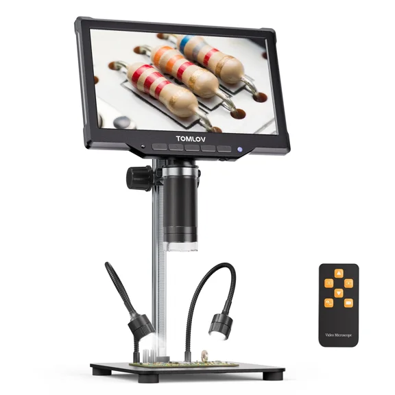 TOMLOV 10.1" LCD Digital Microscope for Adults, 16MP Coin Microscope for Electronics Repair, Error Coins