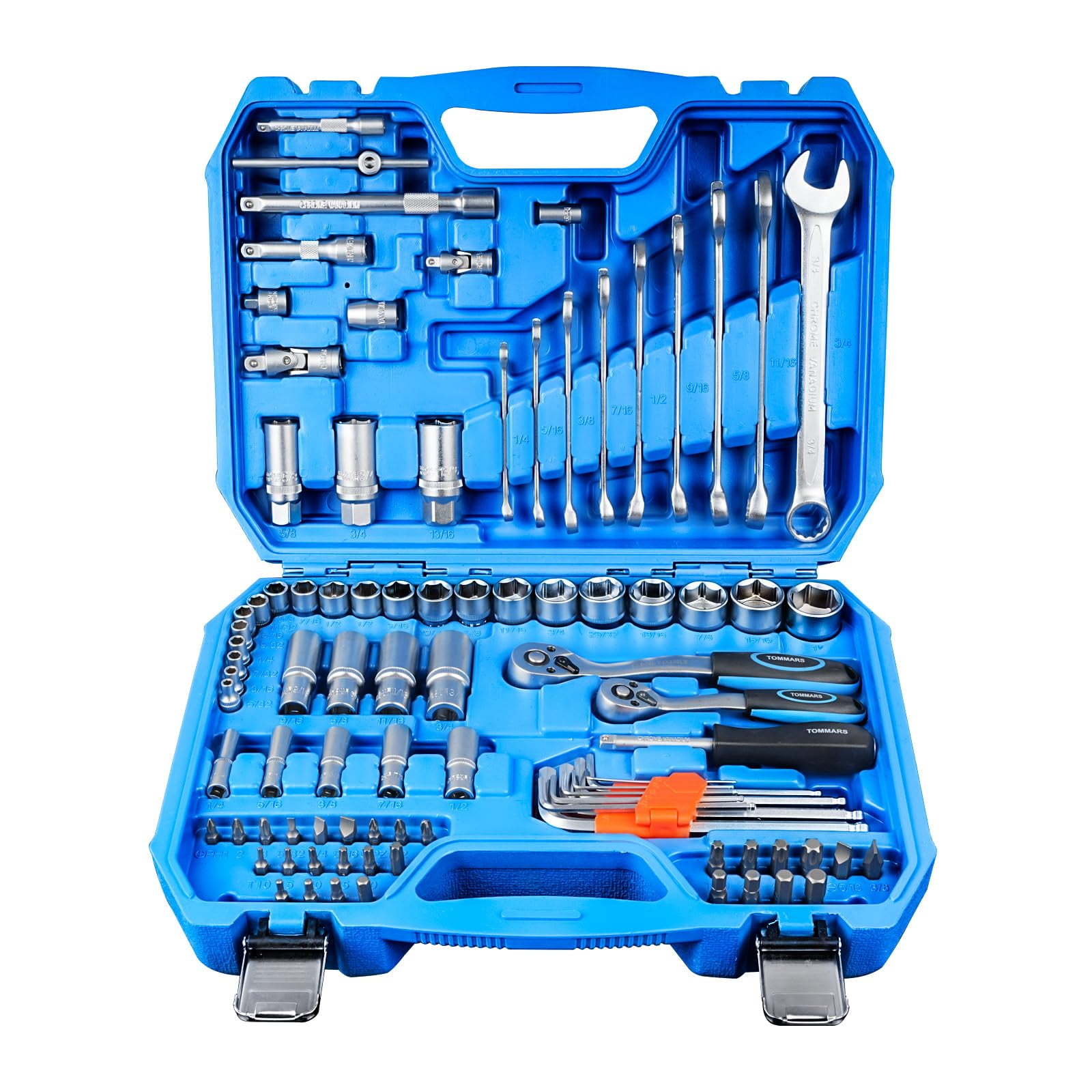 TOMMARS Mechanic Tool Box Set Automotive, 92piece 1/4" & 3/8" Drive