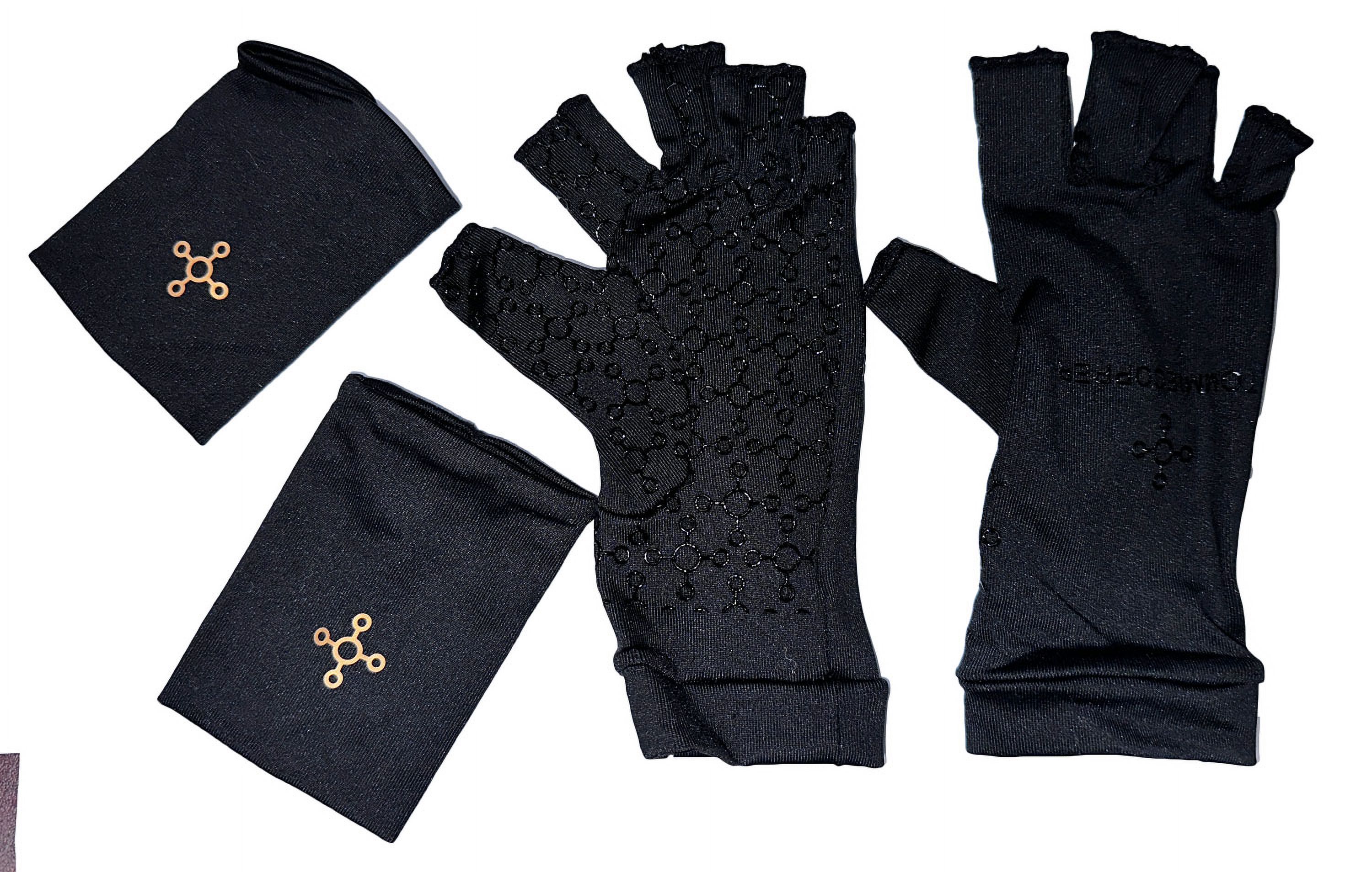 TOMMIE COPPER Black Infrared Compression Gloves/Wrist Sleeves Small