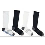 TOMMIE COPPER Men's 4 Pair Black/White Compression OTC Socks, Large