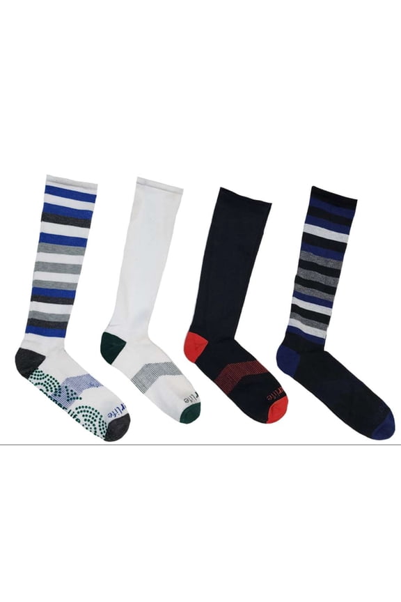 Men's 4 Pair  Multicolored Compression OTC Socks Large