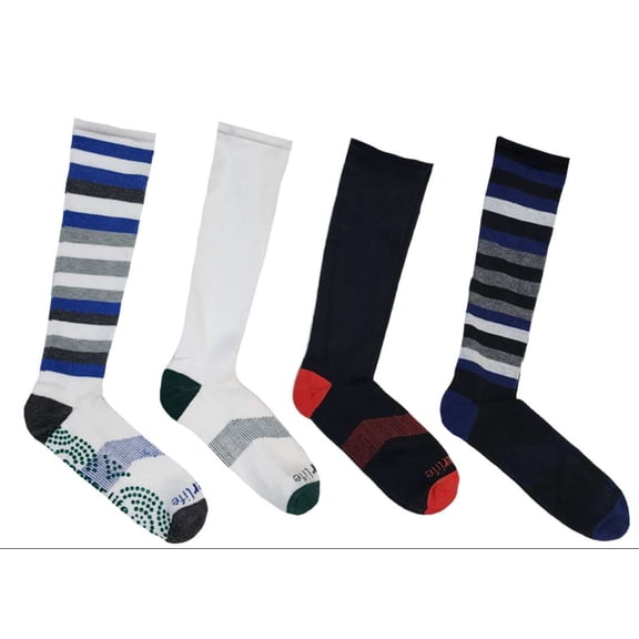 TOMMIE COPPER Men's 4 Pair Multicolored Compression OTC Socks Large