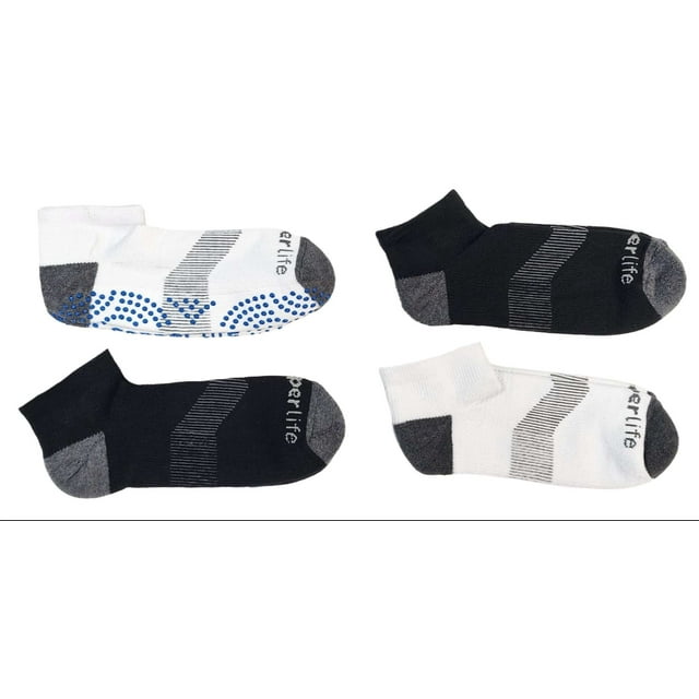 TOMMIE COPPER Men's 4 Pair White/Black Compression Ankle Socks, X-Large ...