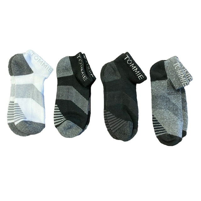 TOMMIE COPPER Women's 4 Pair Black/White Compression Ankle Socks, 1012.5