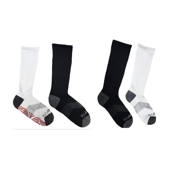 TOMMIE COPPER Women's 4 Pair Black/White Compression OTC Socks, Small