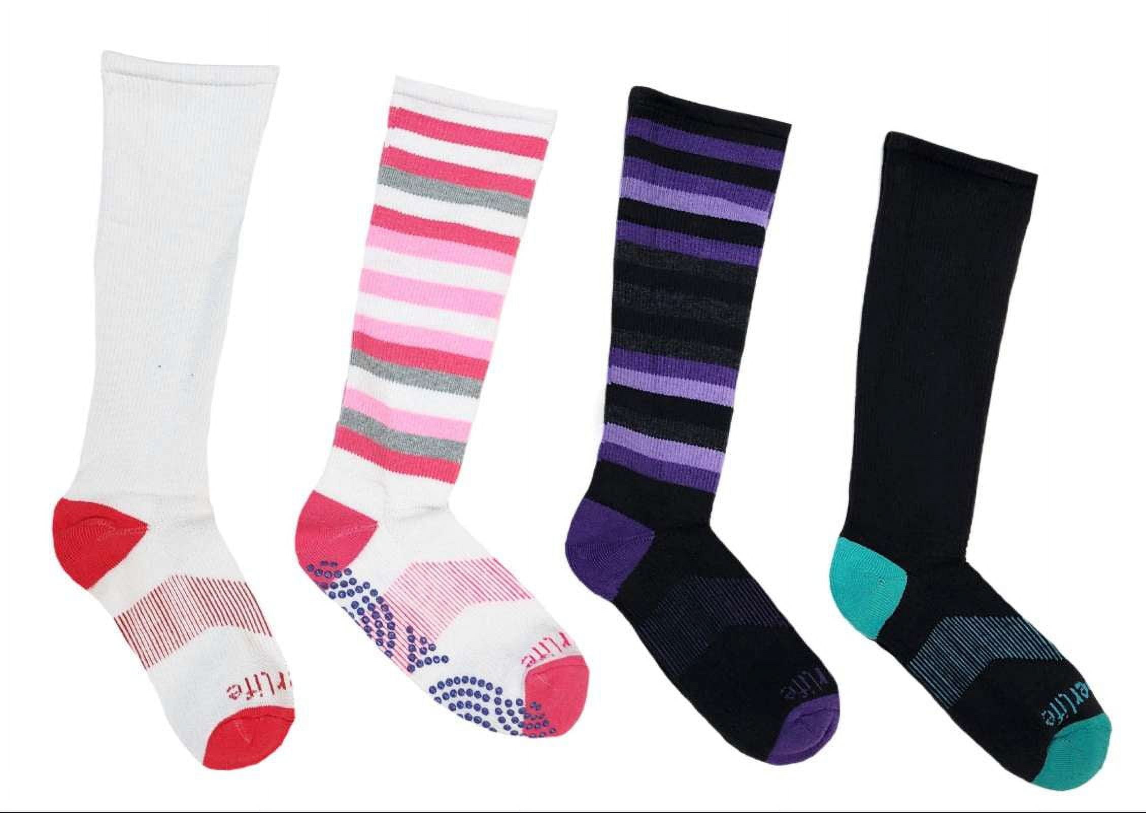 TOMMIE COPPER Women's 4 Pair Pink Multi Compression OTC Socks, Large