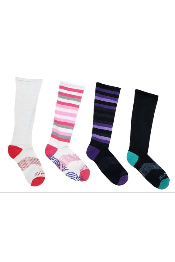 Women's 4 Pair Pink Multi Compression OTC Socks, Small