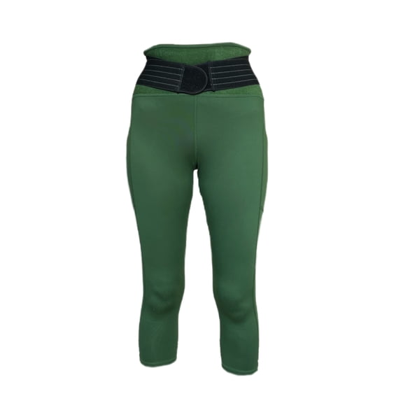 TOMMIE COPPER Women's Adjustable Strap Back Support Pro 19" Leggings, Olive, XL