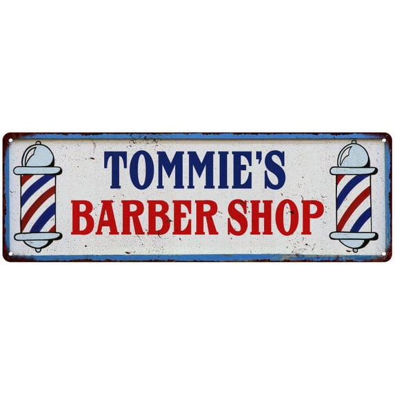 TOMMIE'S Barber Shop Hair Salon Gift Metal Sign Retro 6x18 206180031468