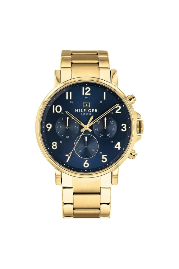 1710384 DANIEL BLUE DIAL GOLD BRACELET CHRONOGRAPH MENS WATCH