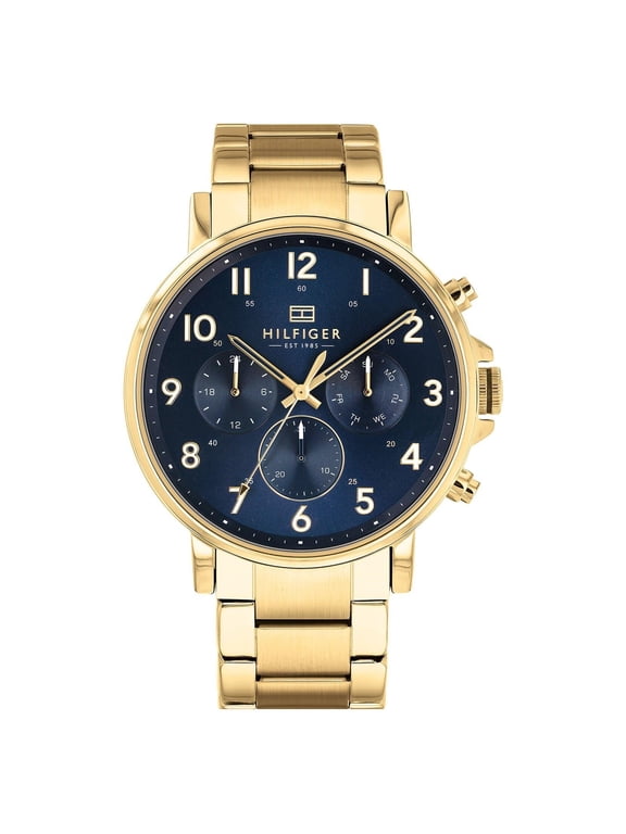1710384 DANIEL BLUE DIAL GOLD BRACELET CHRONOGRAPH MENS WATCH