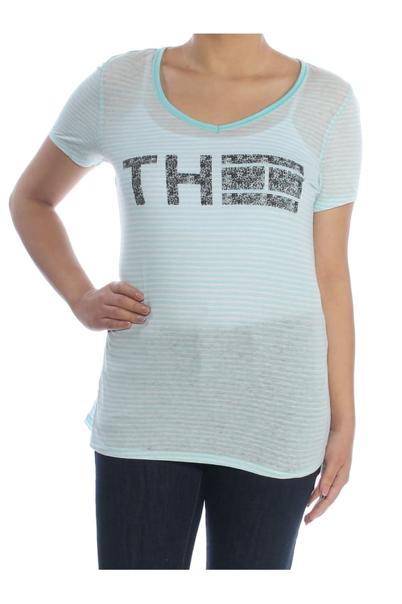 $39 Womens New 1533 Aqua Printed Short Sleeve Top S B+B