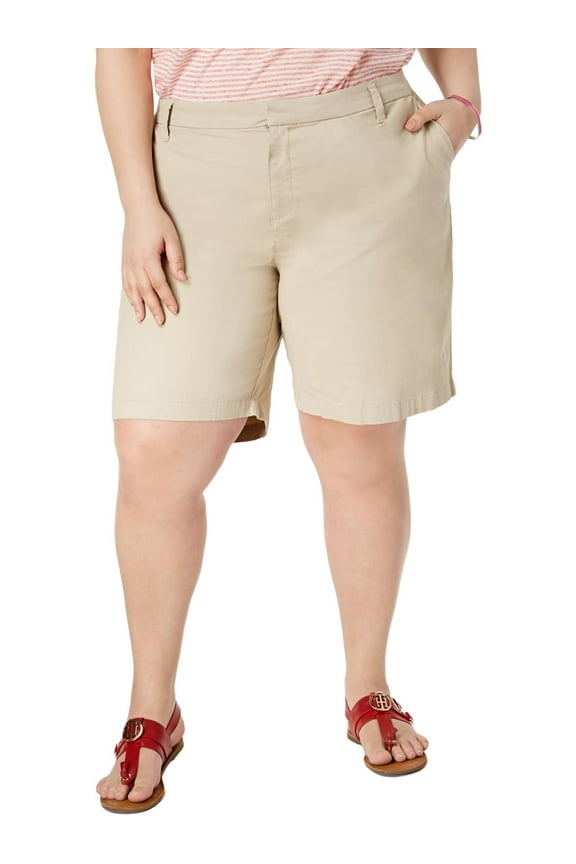 Womens Plus Hollywood Mid-Rise Business Khaki, Chino Shorts