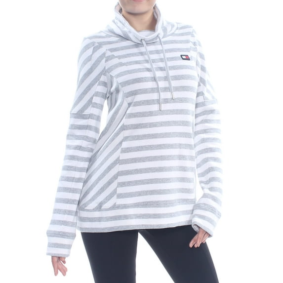 TOMMY HILFIGER $59 Womens New 1173 Gray Striped Funnelneck Long Sleeve Top XS