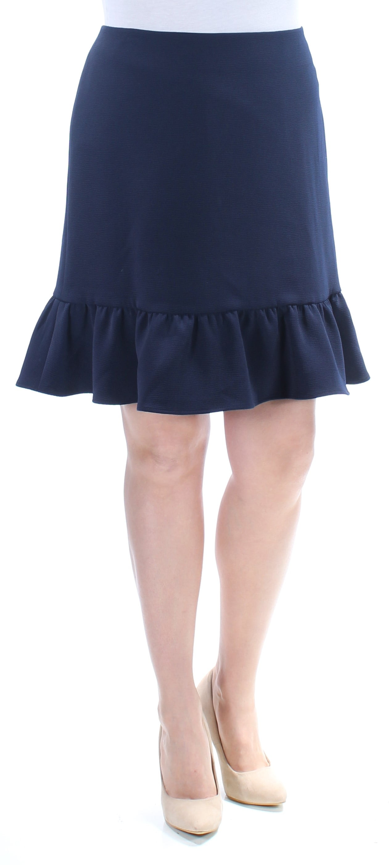 $89 Womens New 1129 Navy Ruffled A-Line Skirt 12 B+B
