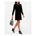 thumbnail image 1 of TOMMY HILFIGER $90 Womens New 1150 Black Velvet Long Sleeve Shift Dress XL B+B, 1 of 3