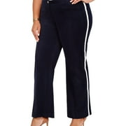 TOMMY HILFIGER $99 Womens Navy White Velvet Striped Straight Leg Pants 16W Plus