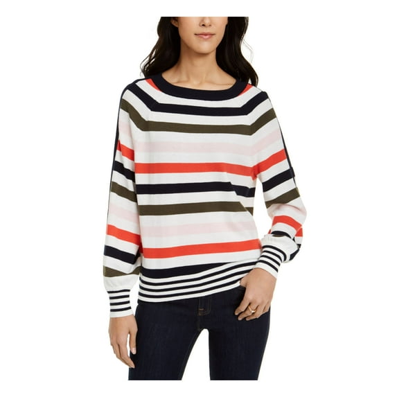 TOMMY HILFIGER $99 Womens New White Color Block Sweater S B+B