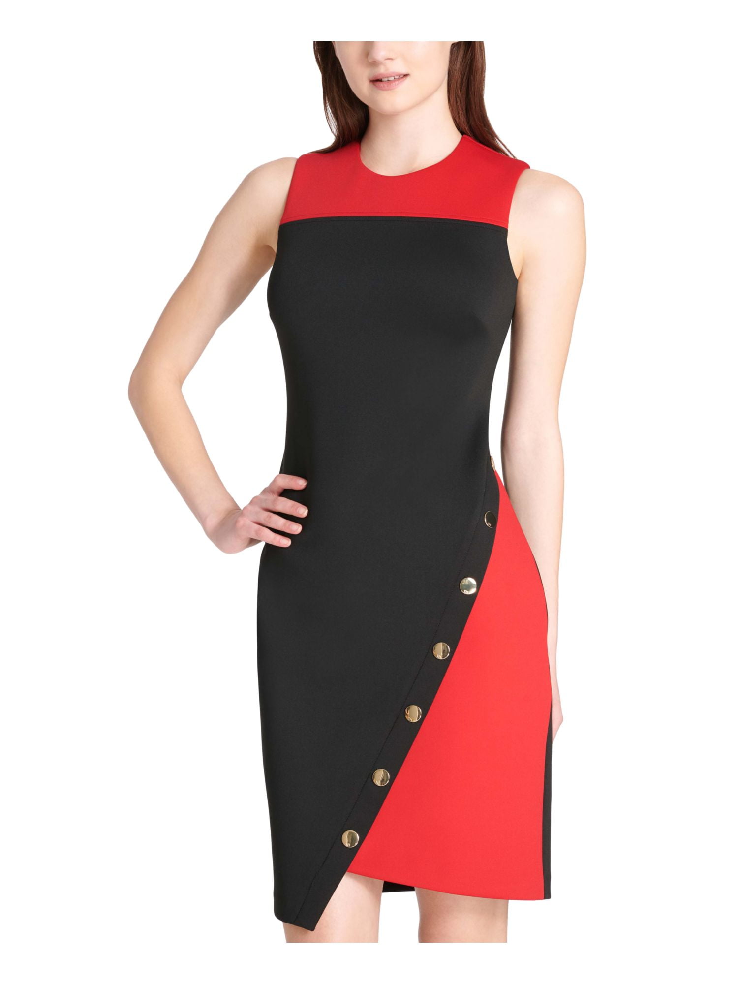 HILFIGER Embellished Dress Fit $99 Red B+B 8 Womens TOMMY Color Flare + Block