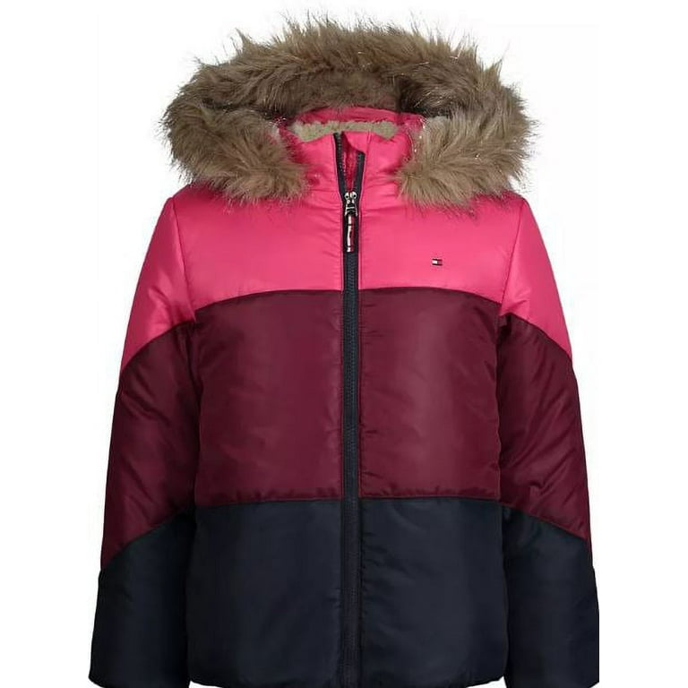 TOMMY HILFIGER Little Girls Multi Colorblock Hooded Puffer Jacket 2T Walmart