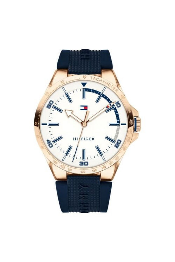 MEN'S BLUE SILICONE ROSE GOLD TONE STAINLESS WATCH 1791526 NEW