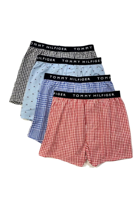 MEN X4 - 20 CHECK MEDIUM - 4 PACK SLIM FIT WOVEN BOXER UNDER