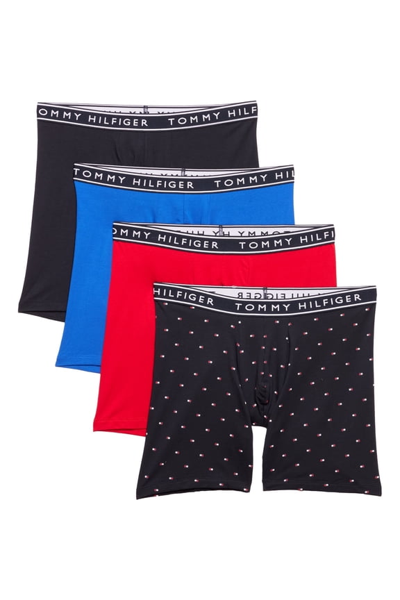 MEN X4 - 253 COTTON BLUE LARGE - 4 PACK BOXER BRIEF UNDERWEAR