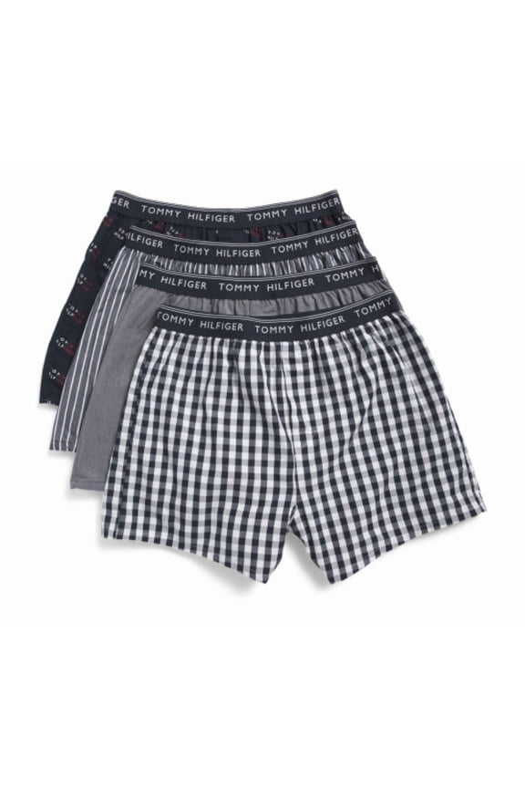 MEN X4 - 263 SMOKE BLACK - MEDIUM 4 PACK WOVEN BOXER UNDERWEAR