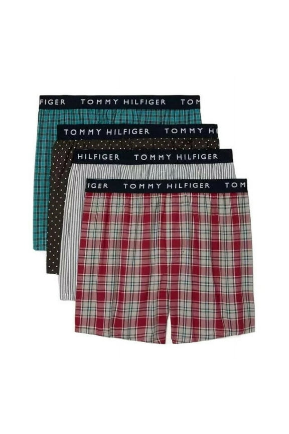 MEN X4 - RB DOTS BLACK MEDIUM - 4 PACK WOVEN BOXER UNDERWEAR