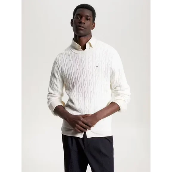 TOMMY HILFIGER Men's Classics Cable Knit Relaxed Fit Jumper Size 2XL