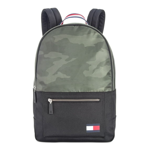 TOMMY HILFIGER Men's Green Camouflage Canvas Adjustable Strap Backpack